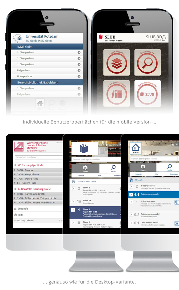 Individuelle Benutzeroberflächen für die mobile Version genauso wie für die Desktop-Variante.